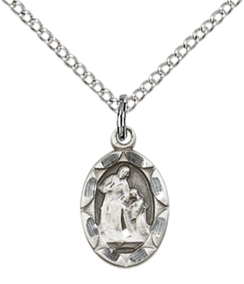 STERLING SILVER ST ANN PENDANT WITH CHAIN - 1/2" x 1/4"