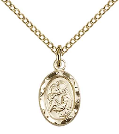 14KT GOLD FILLED ST ANTHONY PENDANT WITH CHAIN - 1/2" x 1/4"