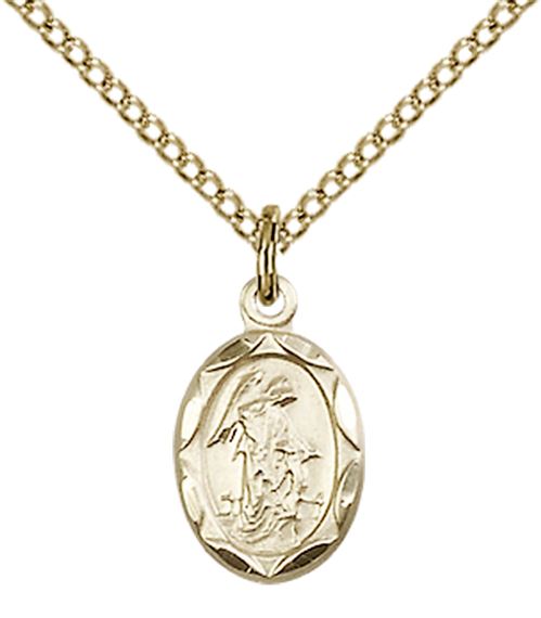 14KT GOLD FILLED GUARDIAN ANGEL PENDANT WITH CHAIN - 1/2" x 1/4"