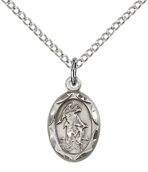 STERLING SILVER GUARDIAN ANGEL PENDANT WITH CHAIN - 1/2" x 1/4"
