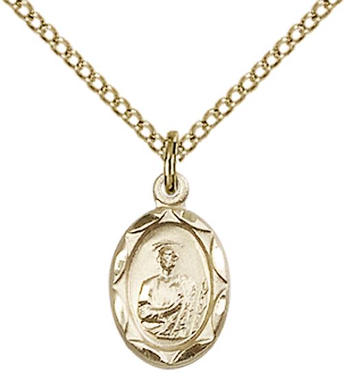 14KT GOLD FILLED ST JUDE PENDANT WITH CHAIN - 1/2" x 1/4"