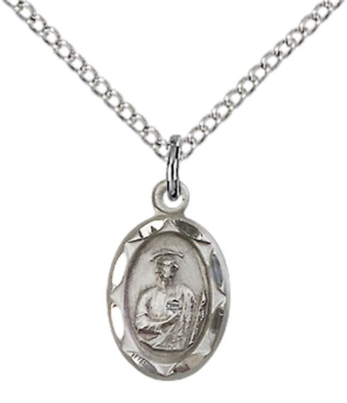 STERLING SILVER ST JUDE PENDANT WITH CHAIN - 1/2" x 1/4"