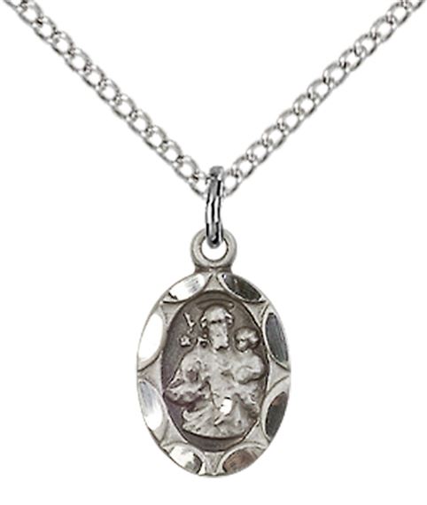 STERLING SILVER ST JOSEPH PENDANT WITH CHAIN - 1/2" x 1/4"