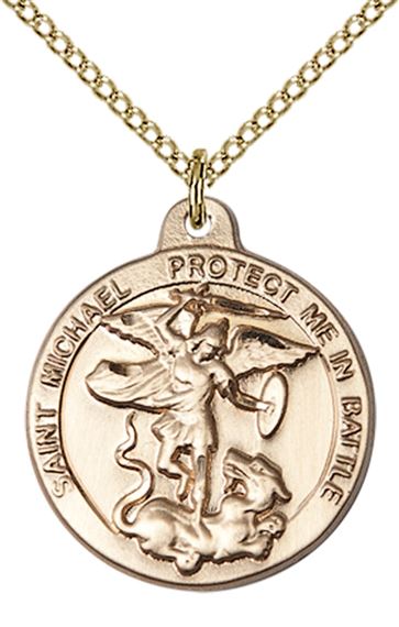 14KT GOLD FILLED ST MICHAEL THE ARCHANGEL PENDANT WITH CHAIN