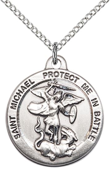 STERLING SILVER ST MICHAEL THE ARCHANGEL PENDANT WITH CHAIN