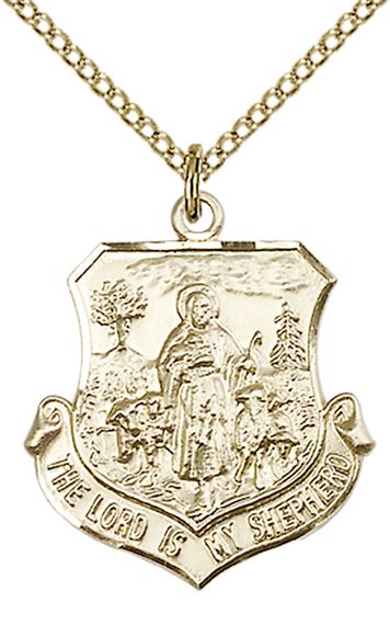 14KT GOLD FILLED LORD IS MY SHEPHERD PENDANT WITH CHAIN - 7/8" x 3/4"
