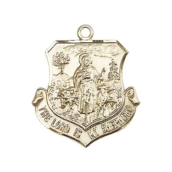 14KT GOLD LORD IS MY SHEPHERD MEDAL - 7/8" x 3/4"