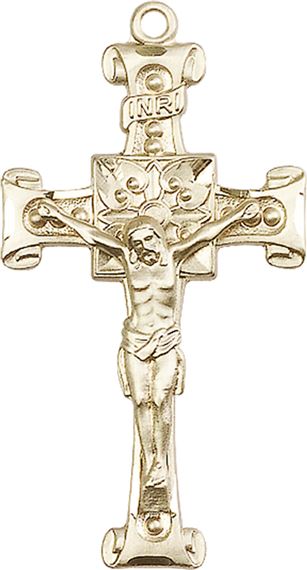 14KT GOLD CRUCIFIX MEDAL - 1 3/4" x 7/8"