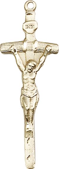 14KT GOLD PAPAL CRUCIFIX MEDAL - 1 3/8" x 1/2"
