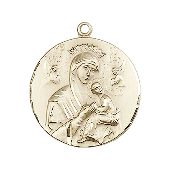 14KT GOLD OUR LADY OF PERPETUAL HELP MEDAL - 7/8" x 3/4"