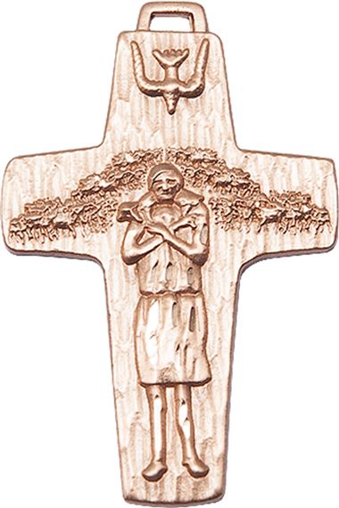 14KT GOLD PAPAL CRUCIFIX MEDAL - 1 1/2" x 1"