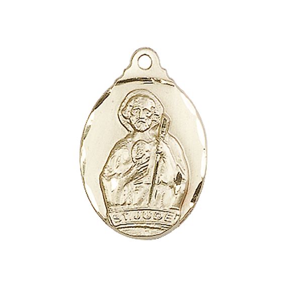 14KT GOLD ST JUDE MEDAL - 7/8" x 1/2"