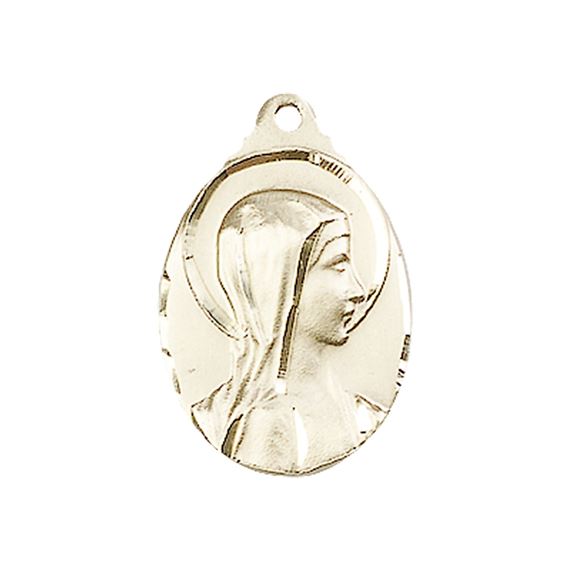 14KT GOLD SORROWFUL MOTHER MEDAL - 7/8" x 1/2"