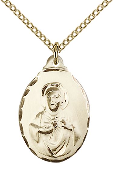 14KT GOLD FILLED SCAPULAR PENDANT WITH CHAIN - 7/8" x 1/2"