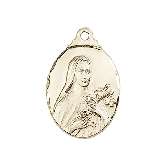 14KT GOLD ST THERESA MEDAL - 7/8" x 1/2"