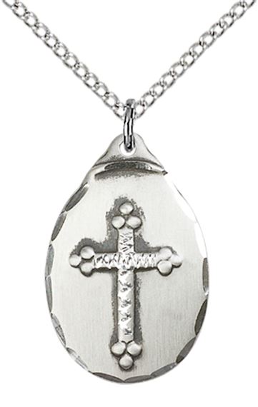 STERLING SILVER CROSS PENDANT WITH CHAIN - 7/8" x 1/2"
