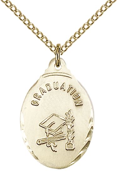 14KT GOLD FILLED GRADUATE PENDANT WITH CHAIN - 7/8" x 1/2"