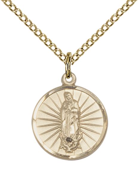 14KT GOLD FILLED OUR LADY OF GUADALUPE PENDANT WITH CHAIN