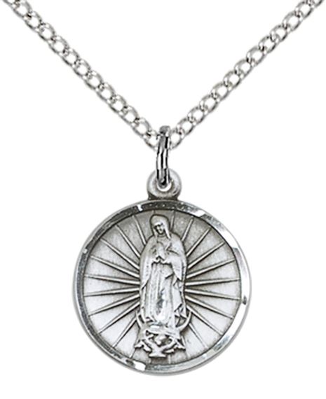 STERLING SILVER OUR LADY OF GUADALUPE PENDANT WITH CHAIN