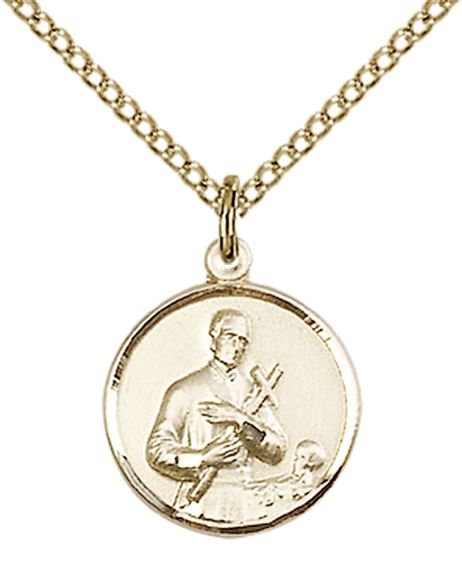 14KT GOLD FILLED ST GERARD PENDANT WITH CHAIN - 5/8" x 1/2"