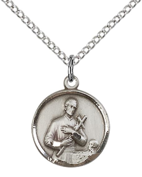 STERLING SILVER ST GERARD PENDANT WITH CHAIN - 5/8" x 1/2"