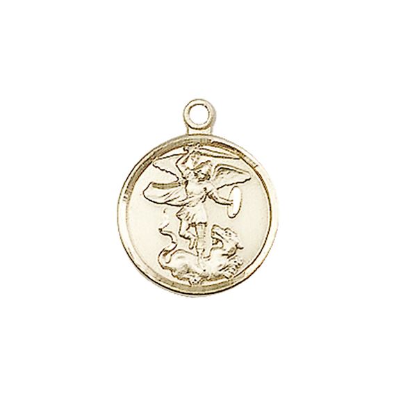 14KT GOLD ST MICHAEL THE ARCHANGEL MEDAL - 5/8" x 1/2"