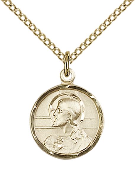 14KT GOLD FILLED SCAPULAR PENDANT WITH CHAIN - 5/8" x 1/2"