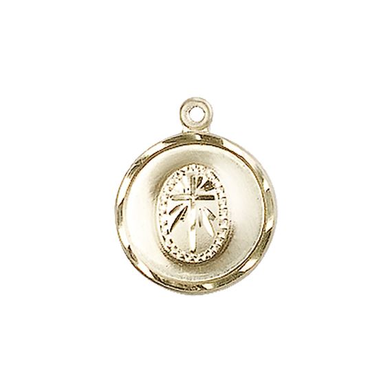 14KT GOLD CROSS MEDAL - 5/8" x 1/2"
