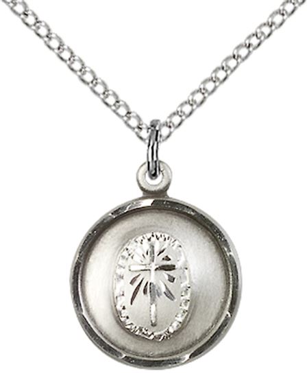 STERLING SILVER CROSS PENDANT WITH CHAIN - 5/8" x 1/2"