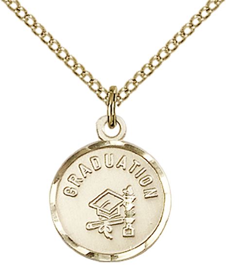 14KT GOLD FILLED GRADUATION PENDANT WITH CHAIN - 5/8" x 1/2"