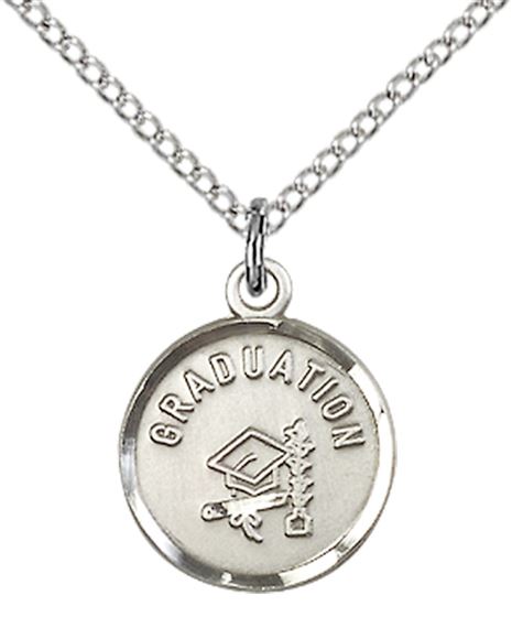 STERLING SILVER GRADUATION PENDANT WITH CHAIN - 5/8" x 1/2"