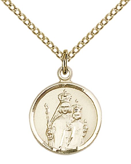 14KT GOLD FILLED OUR LADY OF CONSOLATION PENDANT WITH CHAIN - 5/8" x 1/2"