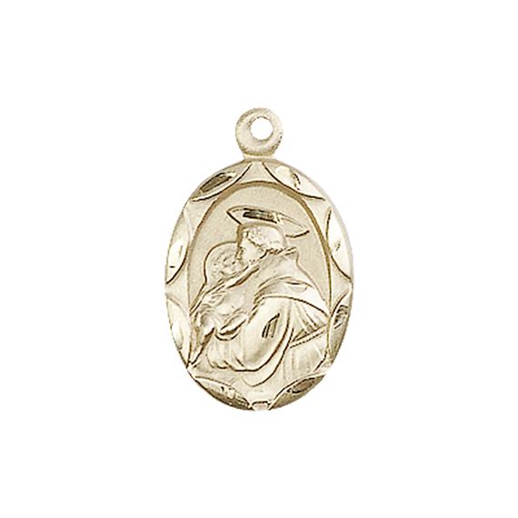 14KT GOLD ST ANTHONY OF PADUA MEDAL - 3/4" x 3/8"
