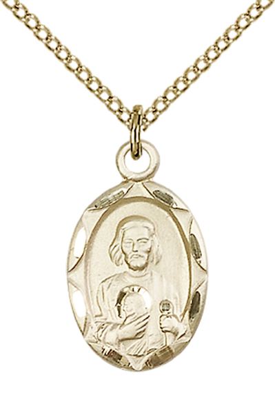 14KT GOLD FILLED ST JUDE PENDANT WITH CHAIN - 3/4" x 3/8"