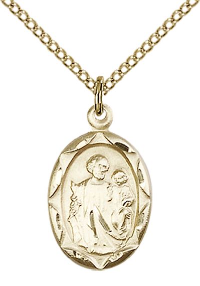 14KT GOLD FILLED ST JOSEPH PENDANT WITH CHAIN - 3/4" x 3/8"