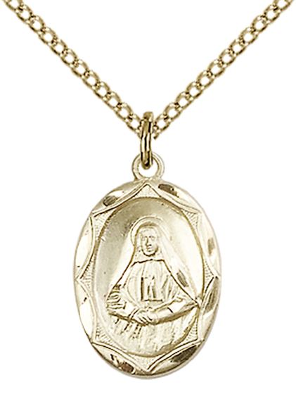 14KT GOLD FILLED ST FRANCES CABRINI PENDANT WITH CHAIN - 5/8" x 3/8"