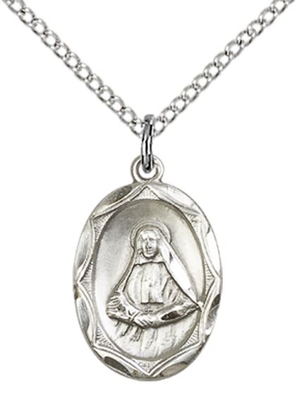 STERLING SILVER ST FRANCES CABRINI PENDANT WITH CHAIN - 5/8" x 3/8"