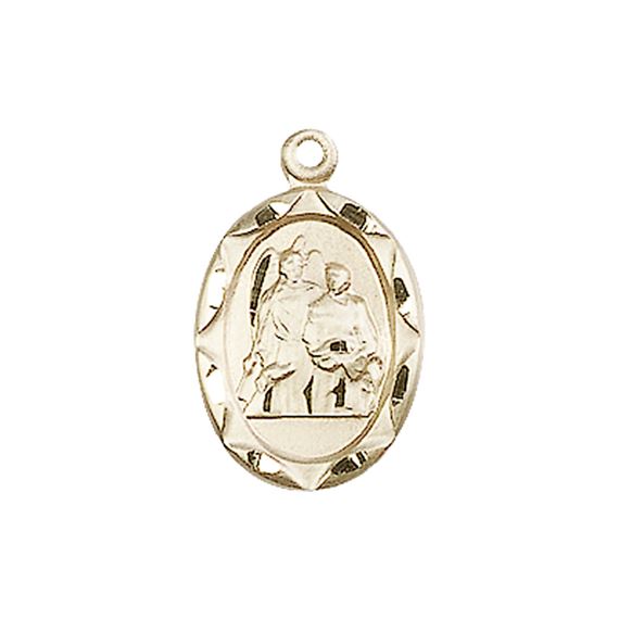 14KT GOLD ST RAPHAEL MEDAL - 3/4" x 3/8"