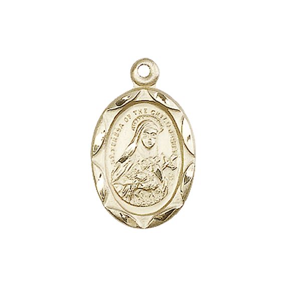 14KT GOLD ST THERESA MEDAL - 3/4" x 3/8"
