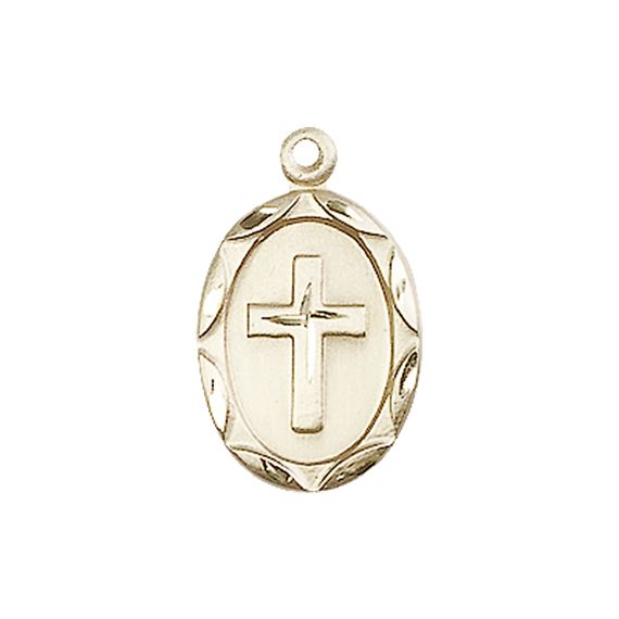 14KT GOLD CROSS MEDAL - 3/4" x 1/2"