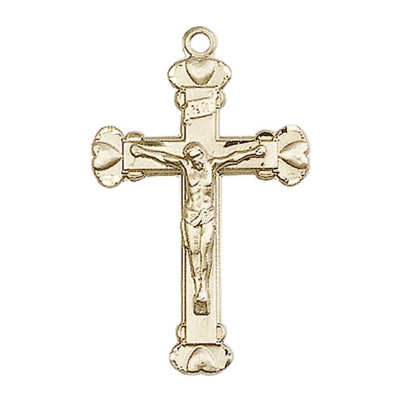 14KT GOLD CRUCIFIX MEDAL - 1 1/8" x 5/8"