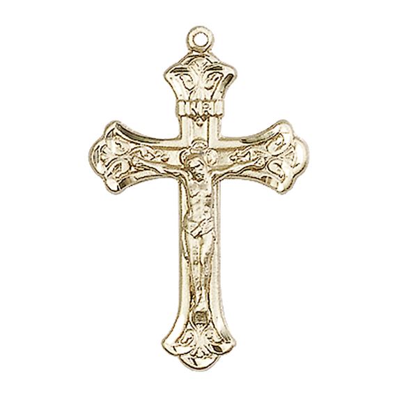 14KT GOLD CRUCIFIX MEDAL - 1 1/8" x 5/8"