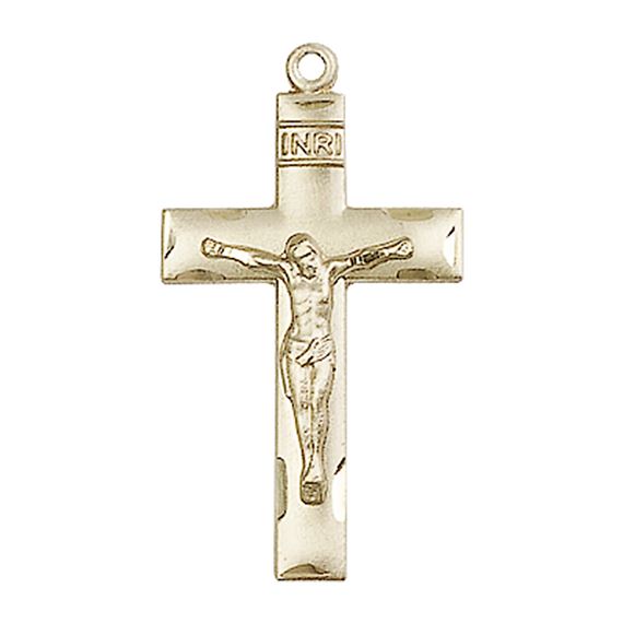 14KT GOLD CRUCIFIX MEDAL - 1 1/8" x 5/8"