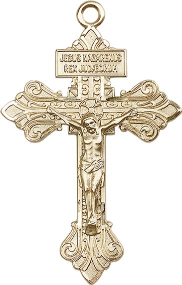 14KT GOLD PARDON CRUCIFIX - 2 1/8" x 1 3/8"