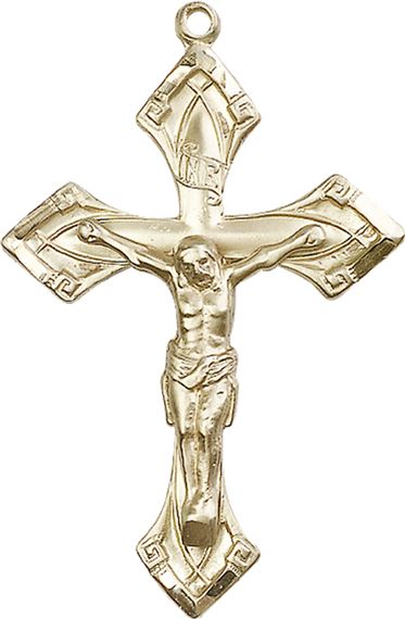 14KT GOLD CRUCIFIX MEDAL - 1 7/8" x 1 1/8"