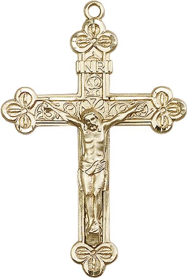 14KT GOLD CRUCIFIX MEDAL - 1 7/8" x 1 1/4"