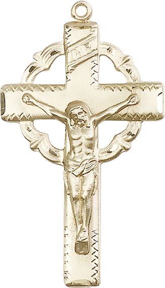 14KT GOLD CRUCIFIX MEDAL - 1 5/8" x 7/8"