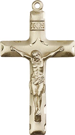 14KT GOLD CRUCIFIX MEDAL - 1 5/8" x 7/8"