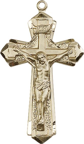 14KT GOLD CRUCIFIX MEDAL - 1 5/8" x 7/8"