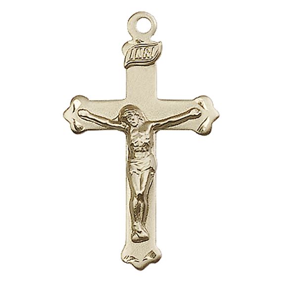 14KT GOLD CRUCIFIX MEDAL - 1 1/8" x 5/8"